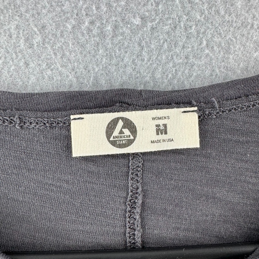 American Giant Shirt Womens Medium Gray Gauzy Cotton Long Sleeve Crew Tee USA - Picture 3 of 15